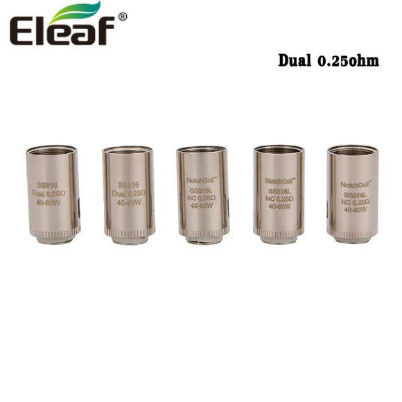 5pcs Eleaf SS316 Dual 0.25ohm Replacement Coil Head